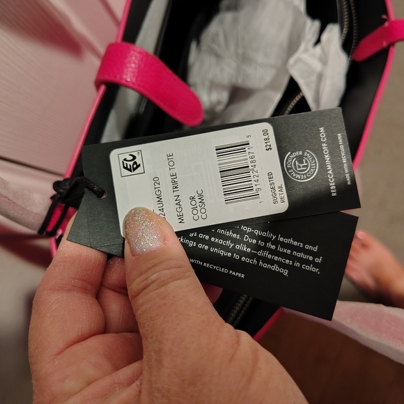 NEW Rebecca Minkoff Megan Triple Entry Leather Pink Tote Bag Purse - Picture 6 of 8